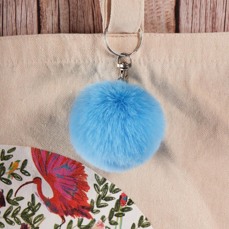 Homtable 12 Pcs Small Faux Fur Pom Pom Balls 2.75 in Fur Fluffy Pompom Ball with Elastic Loop for Hats, Shoes, Scarves, Gloves, Bags, Key Chain Charms Accessories, 2 3/4 inches (Light Blue) - Image 4